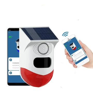 2 - in - 1 WiFi Smart Remote Control Outdoor Security Alarm with Solar Charging and Infrared Siren - 