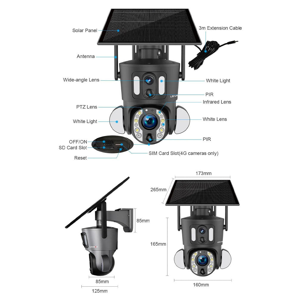 4K Solar Camera, 20X Zoom, 8MP 4G/WiFi, Auto Tracking Security - Jurismate