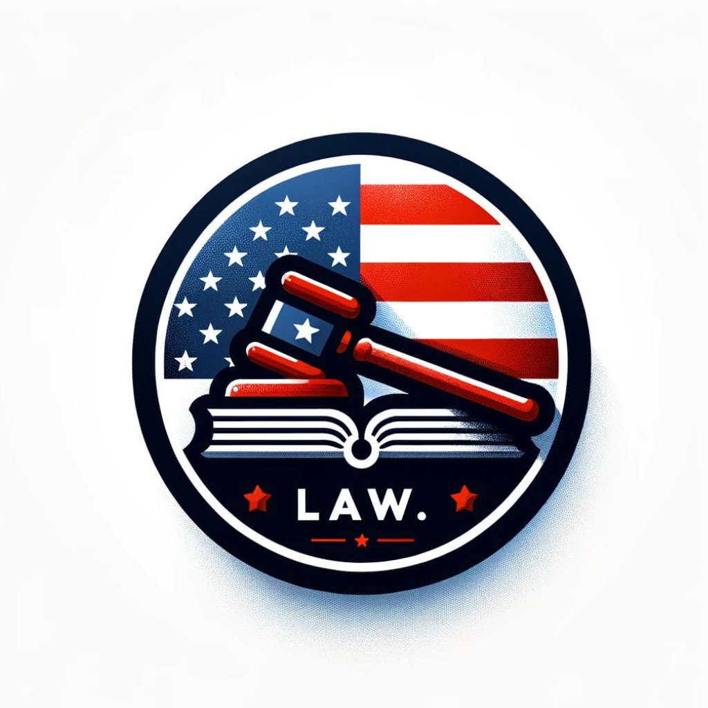 Jurismate AI Legal Basics USA emoticon with American flag on a book of law and judge