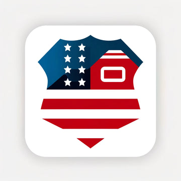 Jurismate AI Police Monitor USA emoticon with American flag on a police badge