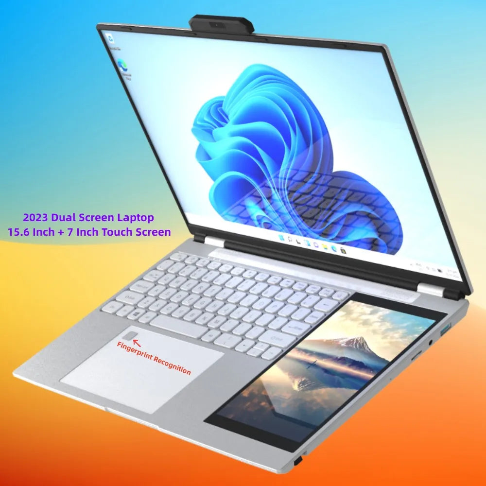 Dual Screen Intel N95 Processor Laptop | 15.6" & 7" Touch Display