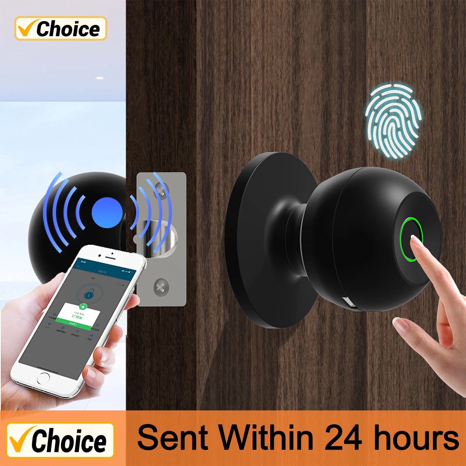 Smart Door Knob - Biometric, Keyless Entry, TUYA App Control, Rechargeable