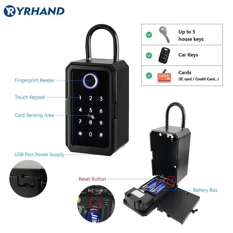 WiFi Smart Fingerprint Lock Box with Tuya Integration and Digital Password - Generic