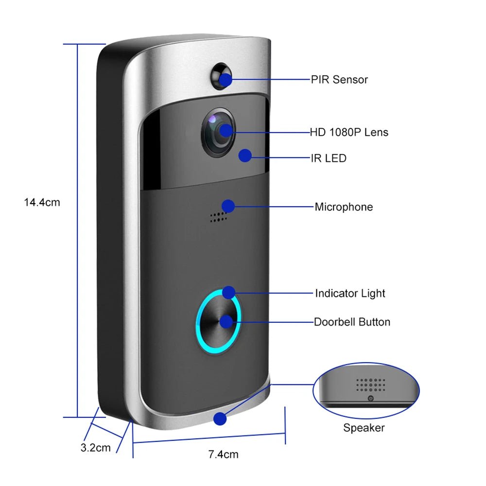 Wireless WIFI Doorbell Camera - Intercom Night Vision - 720P HD - Jurismate