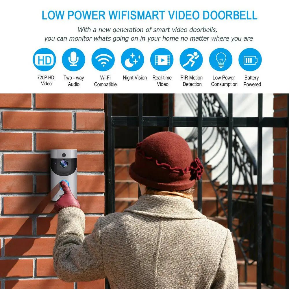 Wireless WIFI Doorbell Camera - Intercom Night Vision - 720P HD -